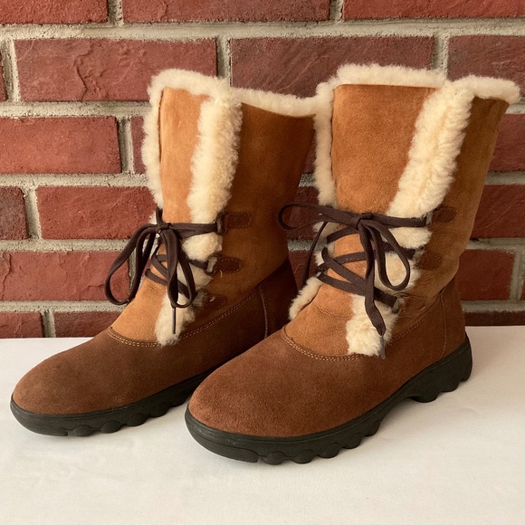 Cloud Nine Rosalina Sheepskin Chestnut Boots Size 10 - Picture 1 of 12